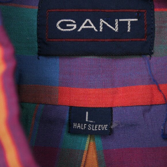 GANT Foxhunt Plaid Shirt Mens Large Pink/Blue/Yellow Cotton/Poly Short Sleeve - Picture 9 of 13